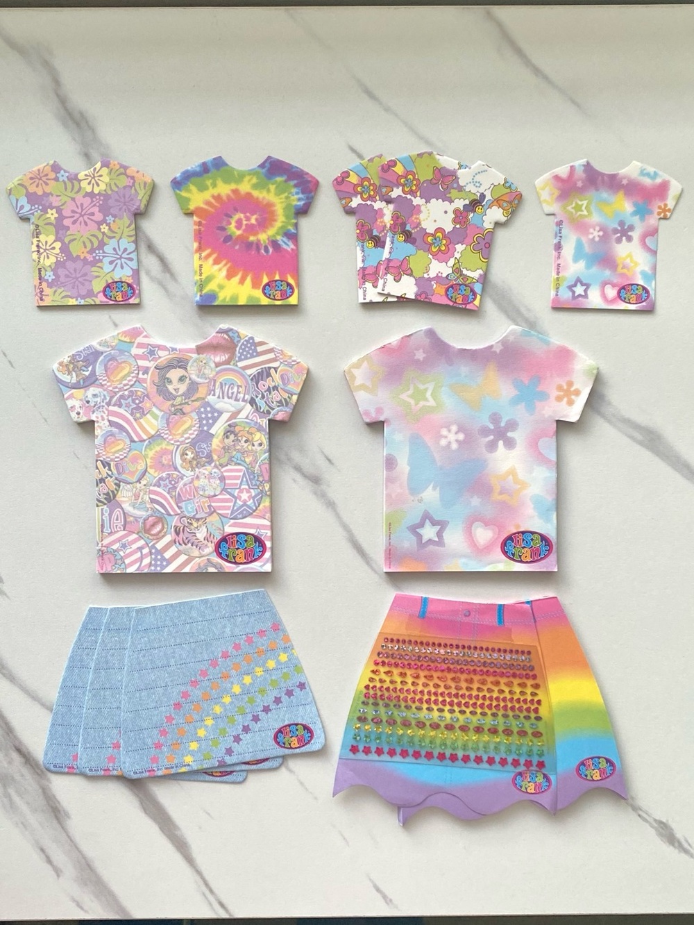 VTG Lisa Frank t-shirts and skirts mini notepads set